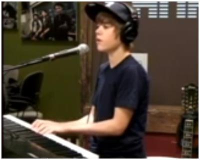 Justin Bieber on the piano