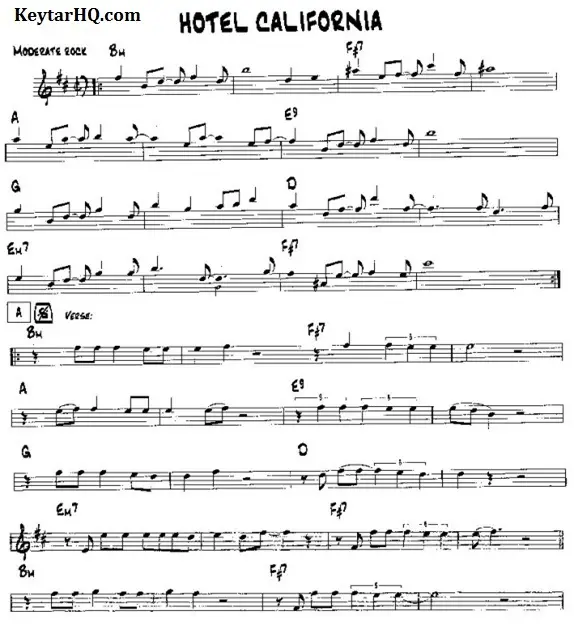 Sheet Music for Hotel California by Eagles