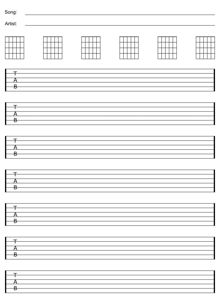 Free Blank Guitar Sheet Staff Tab Paper