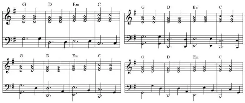 piano accompaniment pop-rock pattern variations