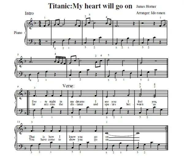 titanic sheet music (easy)