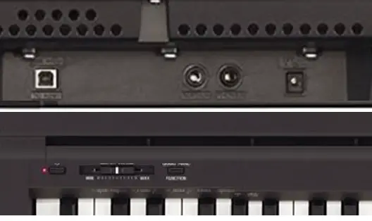Yamaha P45B Digital Piano inputs, outputs, controls
