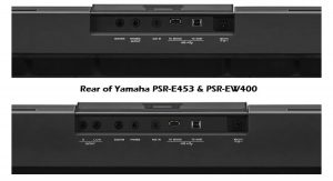 Rear side of Yamaha PSRE453 and PSR-eW400
